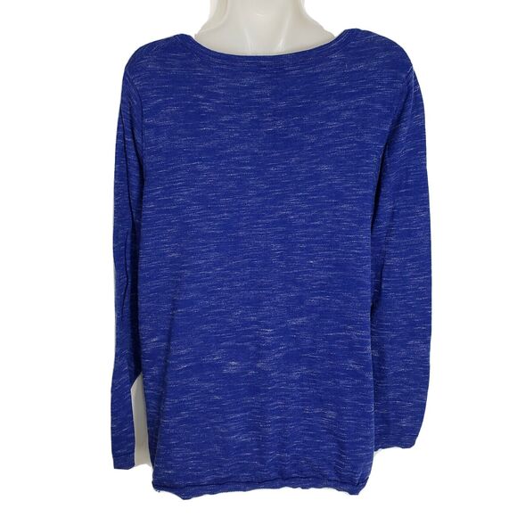 Marc New York by Andrew Marc Performance Women Top 1X Tie Neck Blue Long Sleeve - Picture 2 of 10